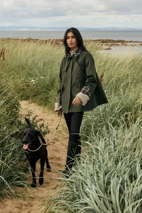 Khaki Tartan Trim Country Jacket