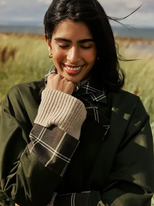 Khaki Tartan Trim Country Jacket - Image 2