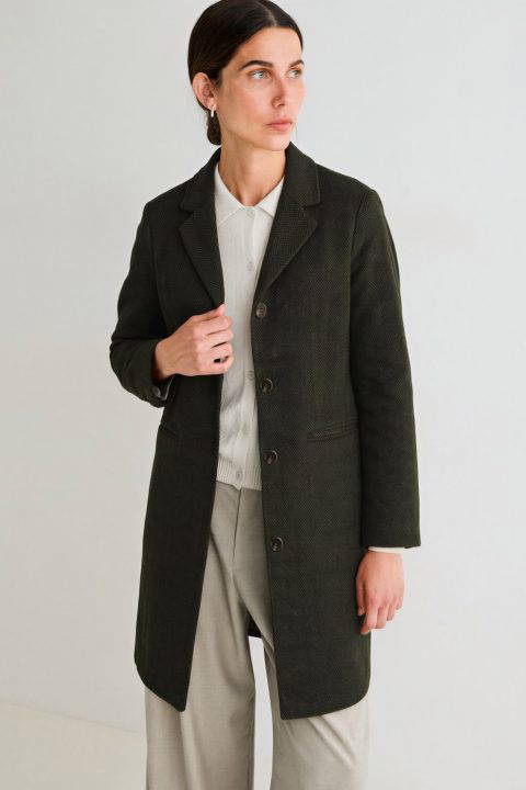 Green Herringbone Coat