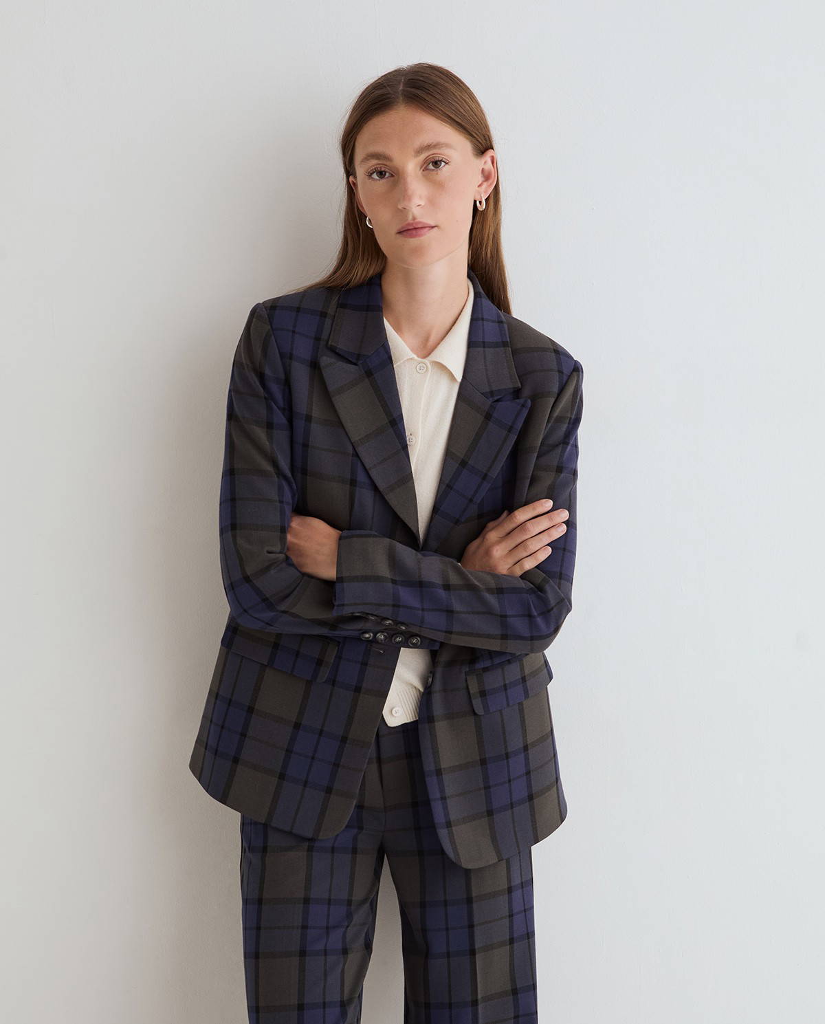 Navy Tartan Sport Blazer - Image 2