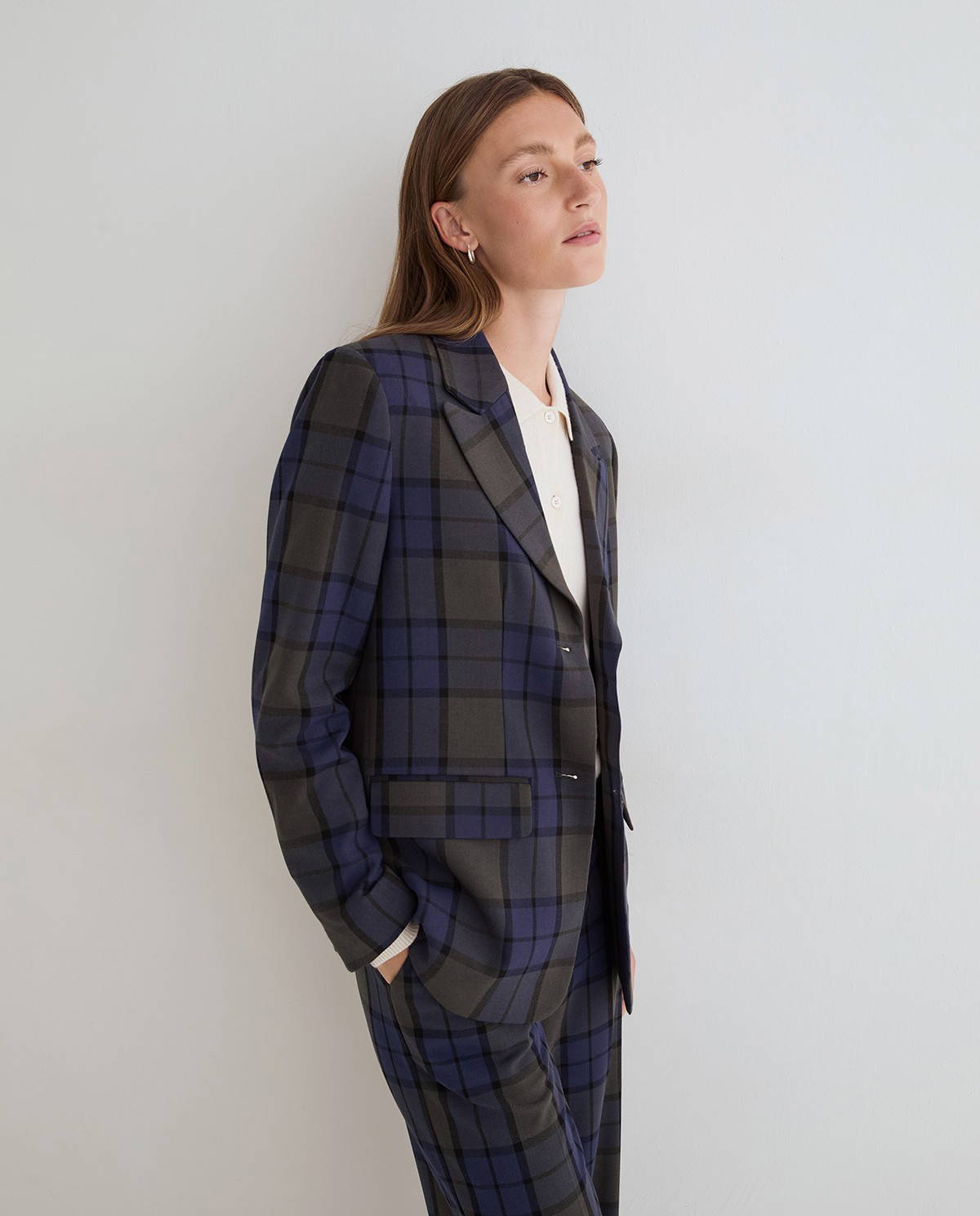Navy Tartan Sport Blazer - Image 4