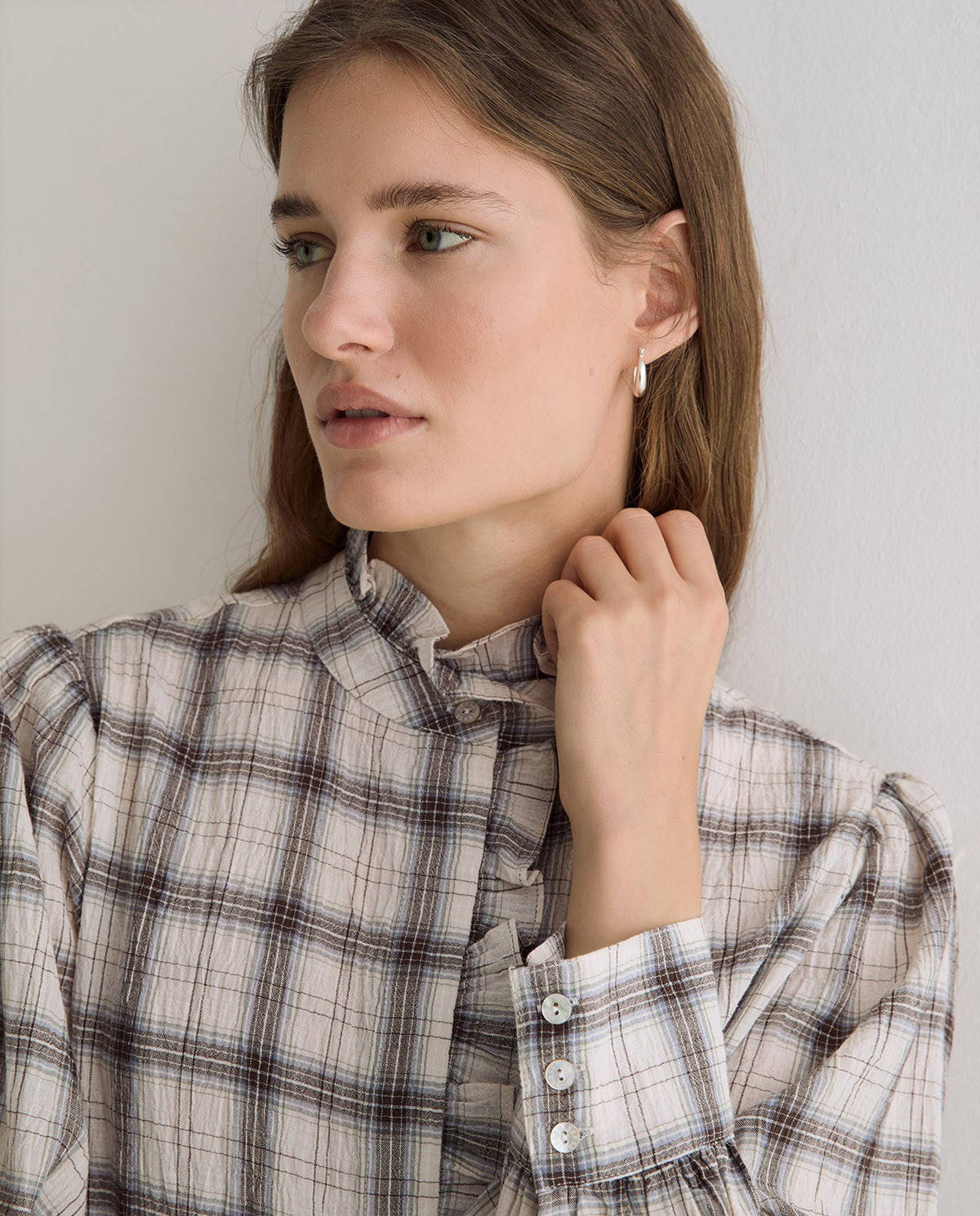 Check Shirt With Ruffle Detail - Image 6