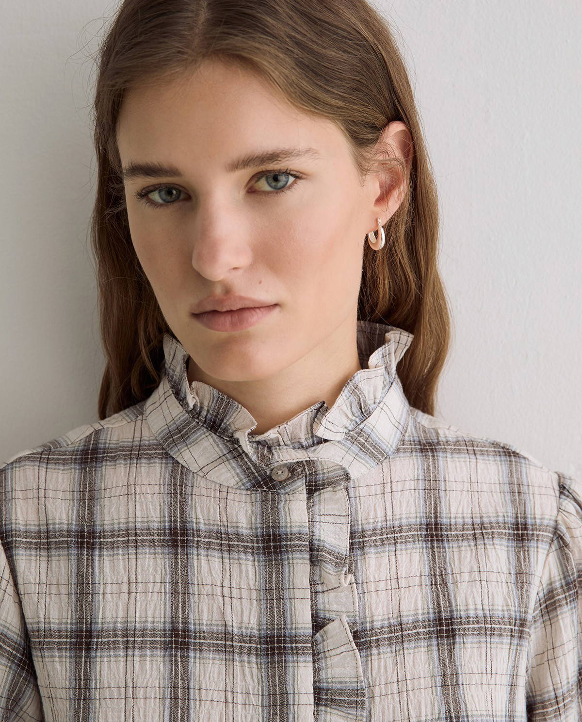 Check Shirt With Ruffle Detail - Image 4