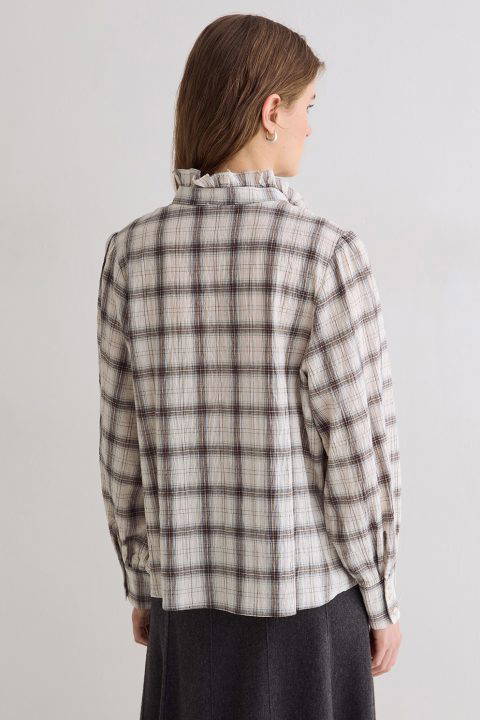 Check Shirt With Ruffle Detail