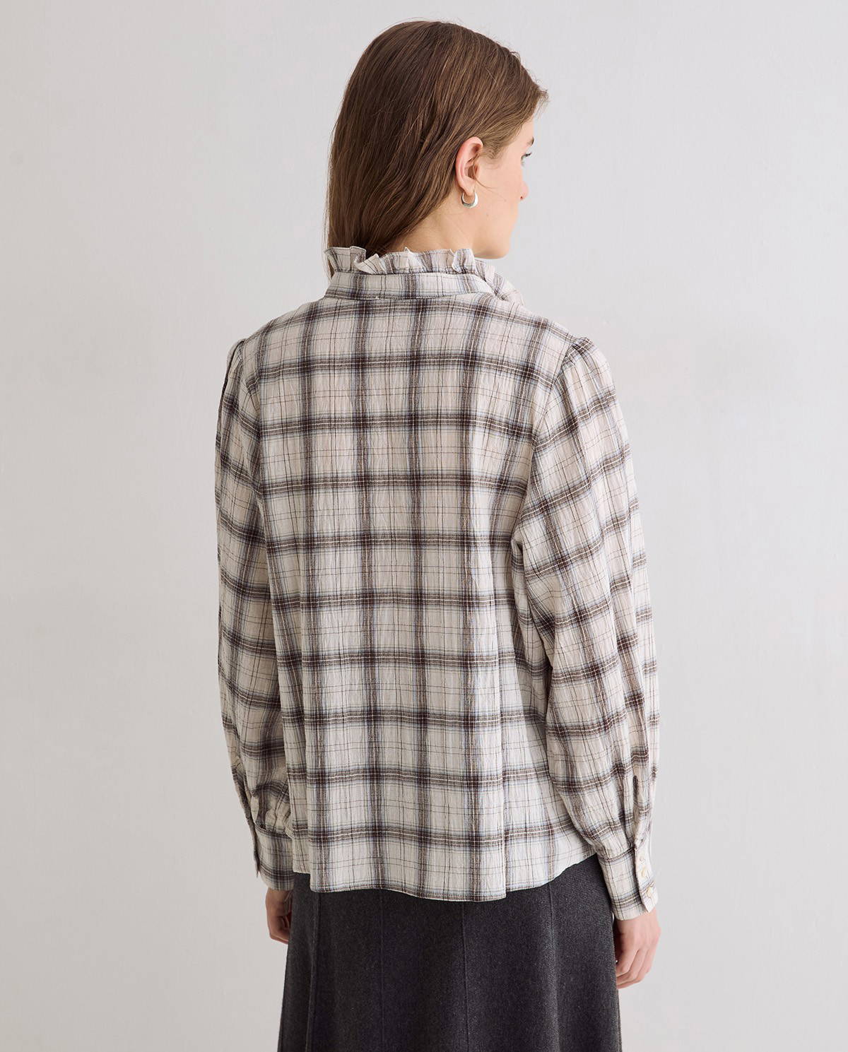 Check Shirt With Ruffle Detail - Image 2