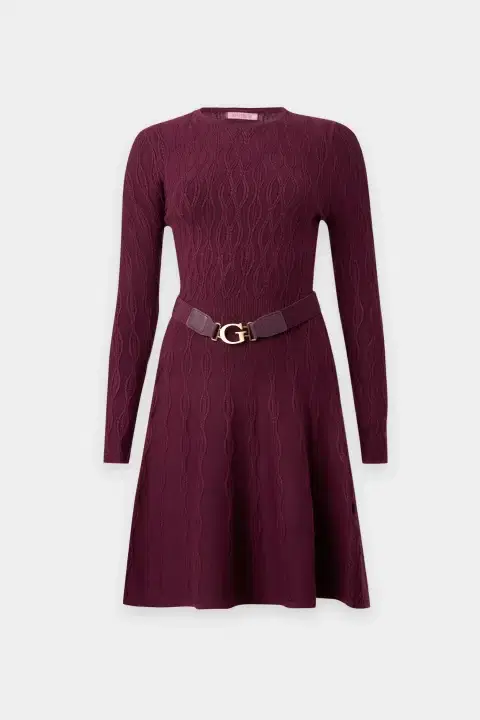 Plum Cable Knit Dress