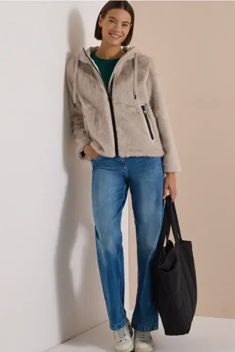 Cecil Beige Faux Fur Jacket