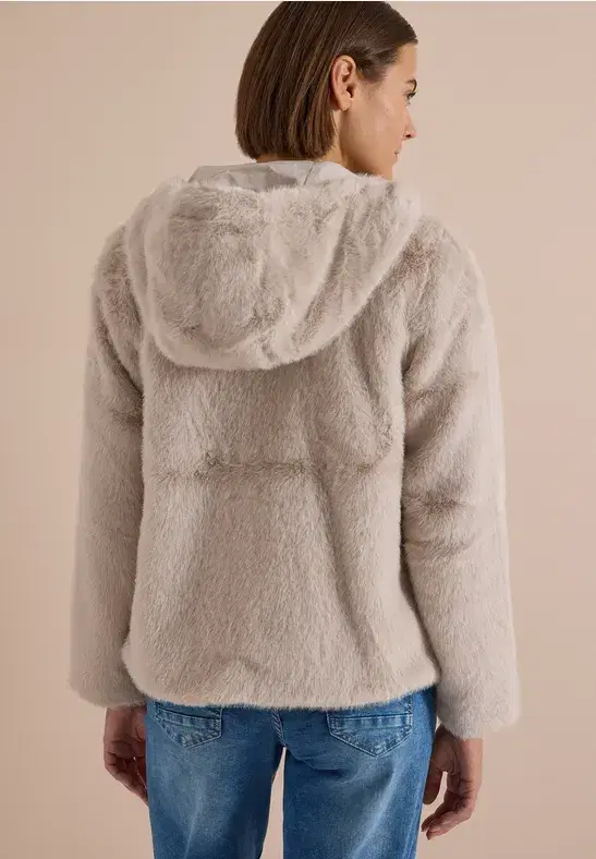 Cecil Beige Faux Fur Jacket - Image 4