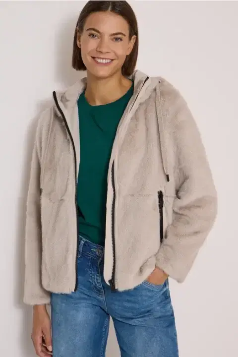 Cecil Beige Faux Fur Jacket