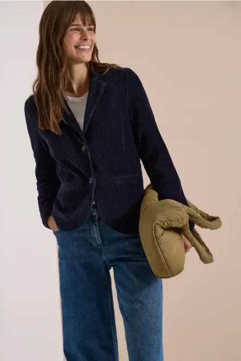 Cecil Navy Jersey Corduroy Blazer