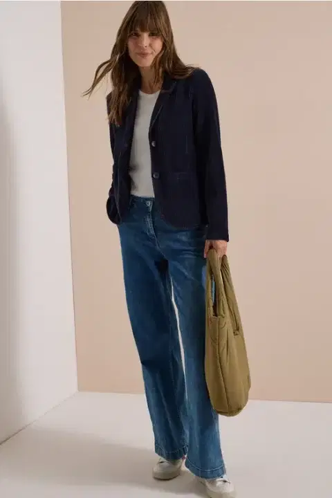 Cecil Navy Jersey Corduroy Blazer
