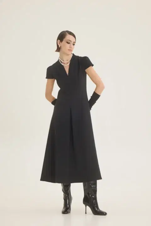 Black Pleated Dress