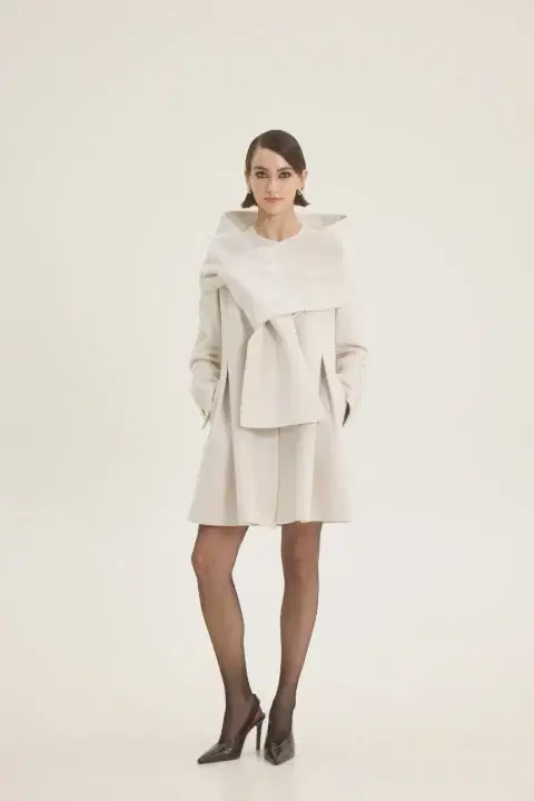 Cream Scarf Coat