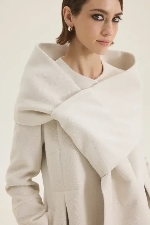 Cream Scarf Coat