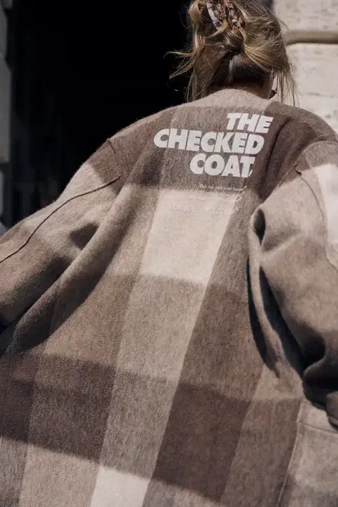 Spilt Brown Check Coat