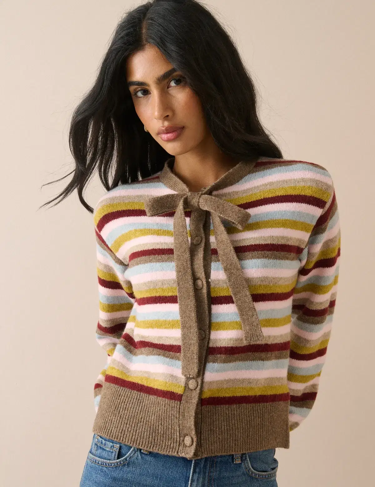 Multi-Coloured Neck Tie Cardigan - Image 4