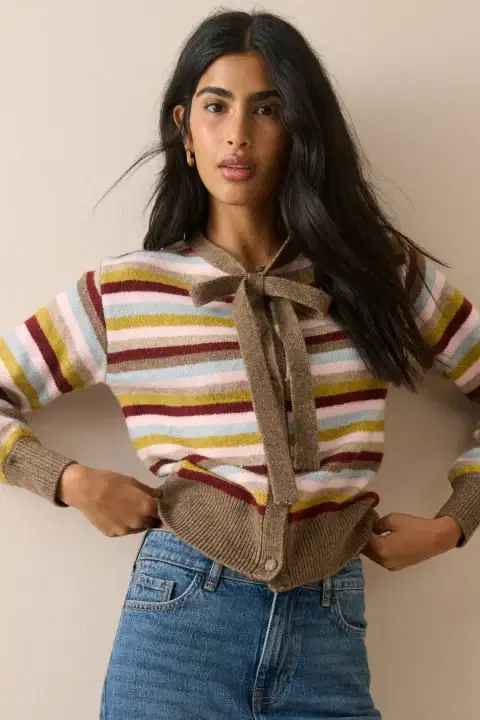 Multi-Coloured Neck Tie Cardigan