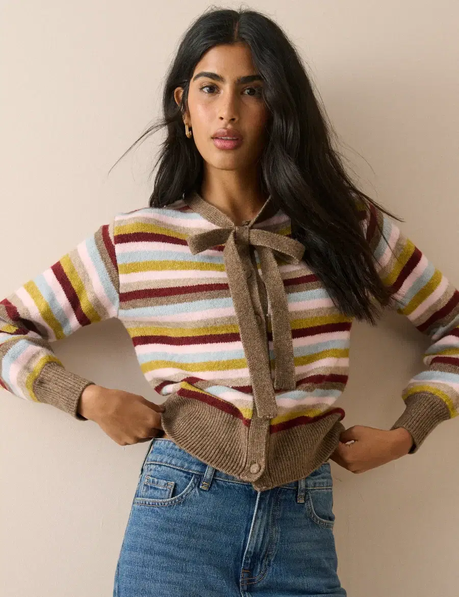 Multi-Coloured Neck Tie Cardigan - Image 2