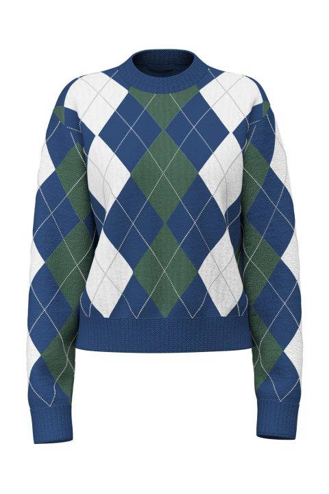 Gracie Argyle Navy Sweater