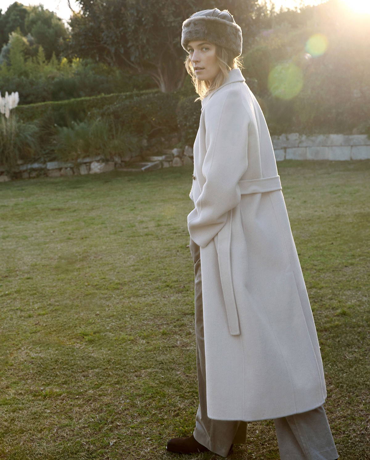 Ecru Wool Blend Coat