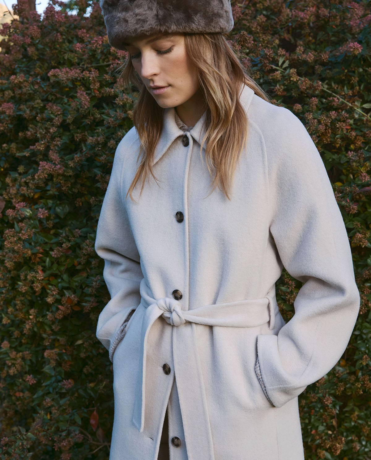 Ecru Wool Blend Coat - Image 2
