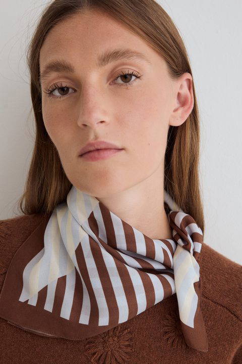 Striped-Print Silk Scarf