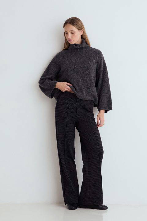 Dark Grey Check Trousers