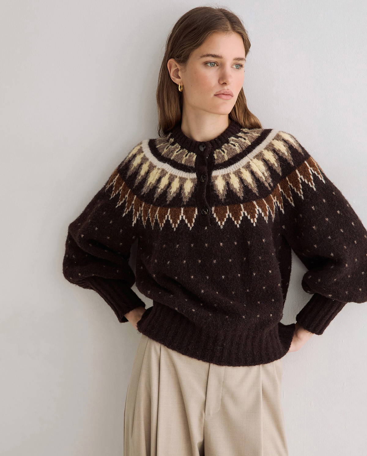 Nordic Jacquard Brown Sweater - Image 3