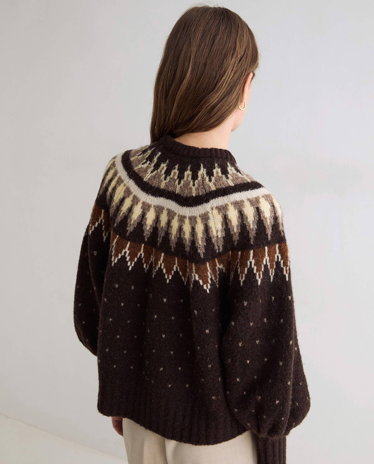 Nordic Jacquard Brown Sweater - Image 5