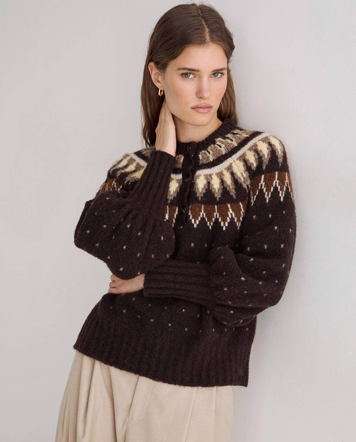 Nordic Jacquard Brown Sweater - Image 4