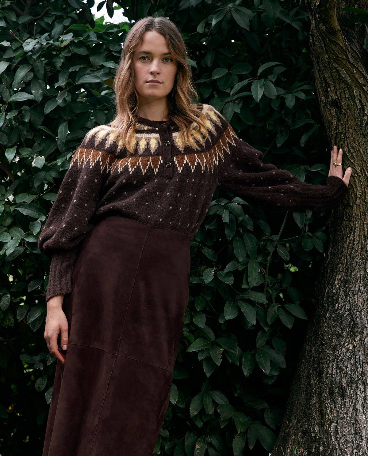 Nordic Jacquard Brown Sweater
